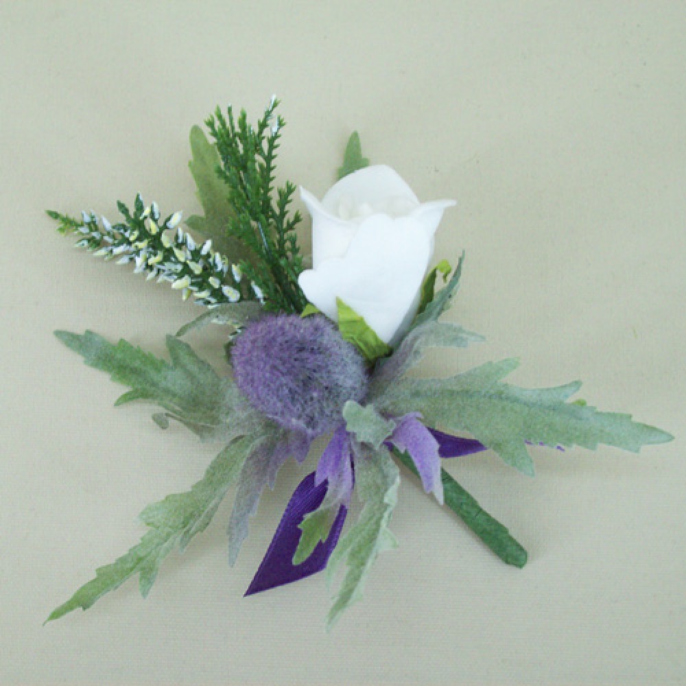 Thistle and Heather Buttonhole Wedding Boutonniere
